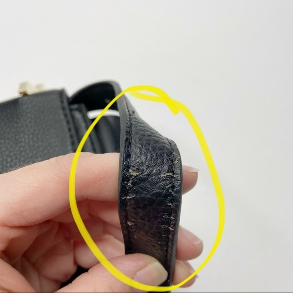 Black Faux Leather Structured Metal Handle Purse - Picture 11 of 13